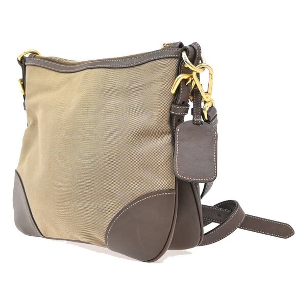 PRADA Logo Jacquard Crossbody Shoulder Bag Canvas Leather Brown - Picture 2 of 13